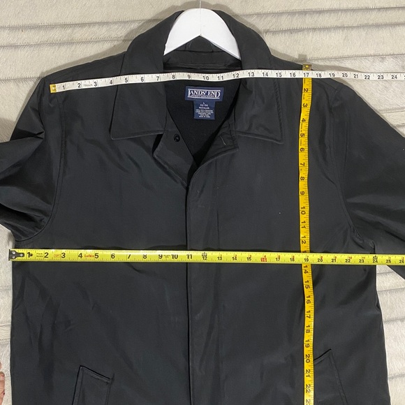 Vtg! 90’s Lands' End Men's Classic Black Trench Coat Removal 100% Wool Liner! - Picture 8 of 17